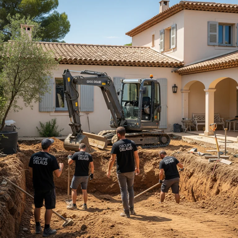 Terrassement extérieur d'une villa à La Seyne-sur-Mer par le Groupe Delaud