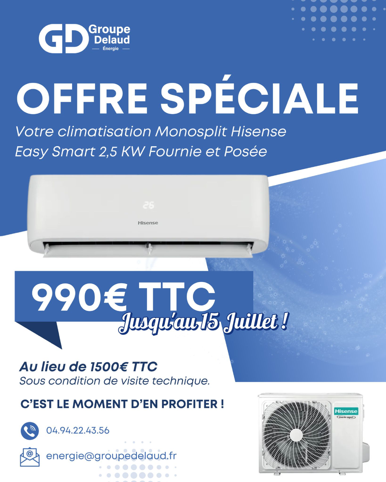 Climatiseur mural : offre promotionnelle dans le Var à 990€ tout compris