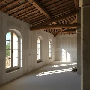 Chantier de pose technique de placo par le Groupe Delaud